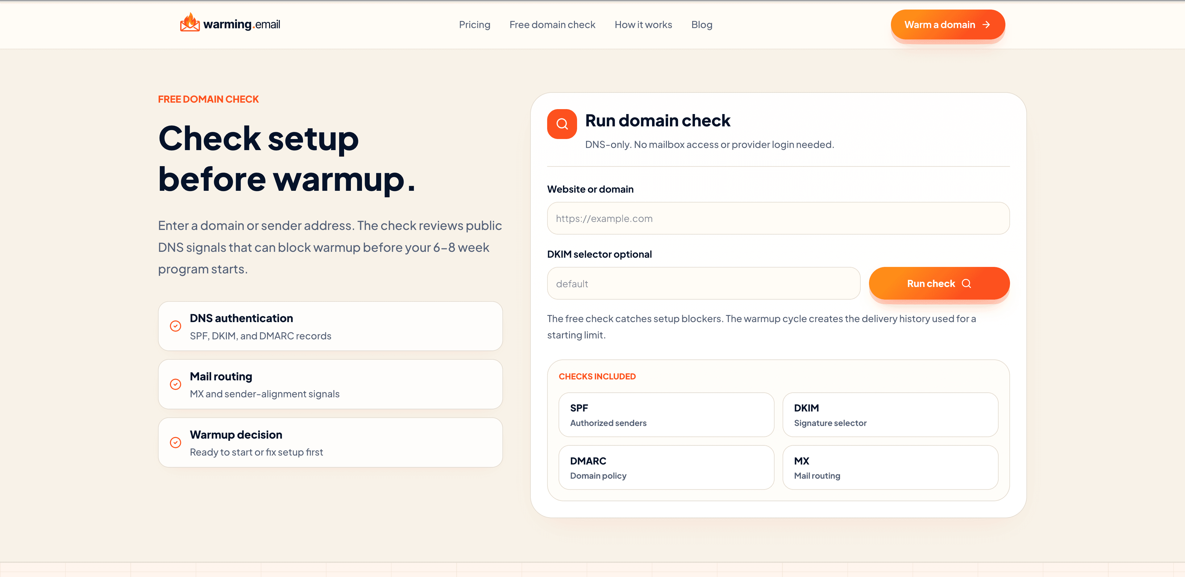 Free Domain Check tool page